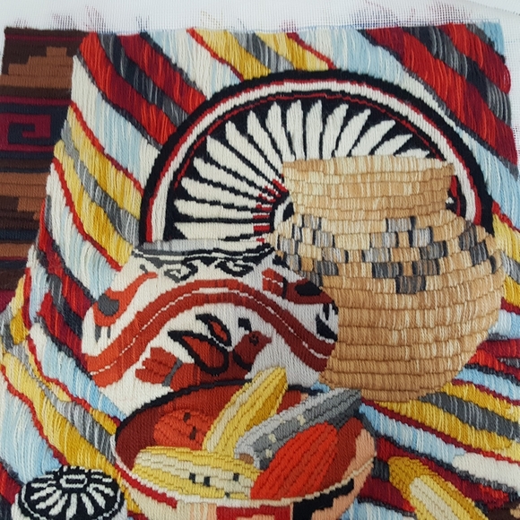 Finished Complete Needle Point Southwest Aztec - Picture 3 of 8